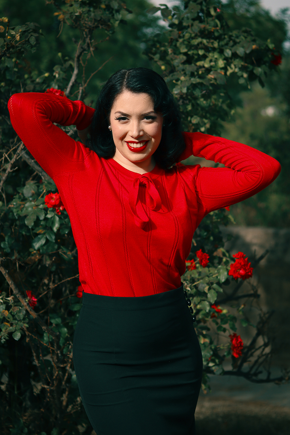 Shelly Knitted Top In Red